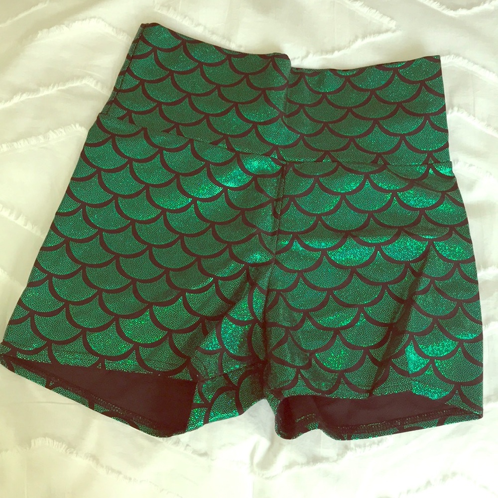Mermaid sequin athletic yoga shorts